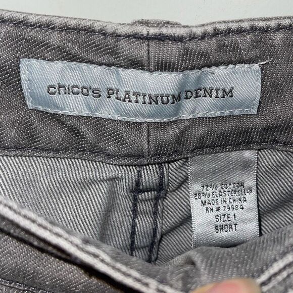 Chico's Platinum Denim Womens Ultimate Fit Stretch Bootcut Jeans Gray Sz 1 (8) - Picture 6 of 11